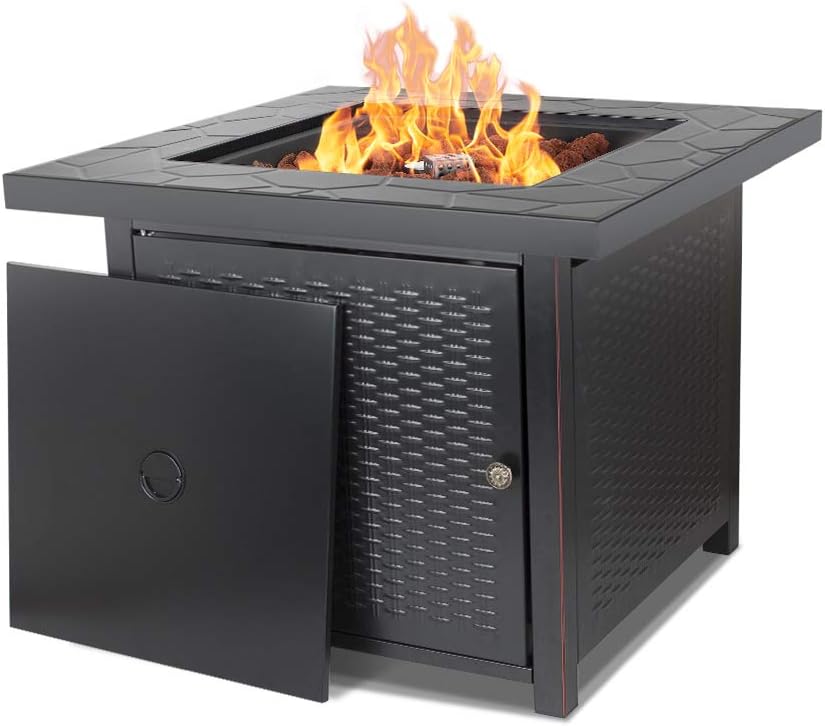 Teamson Home Outdoor Rattan Gas Fire Pit Table