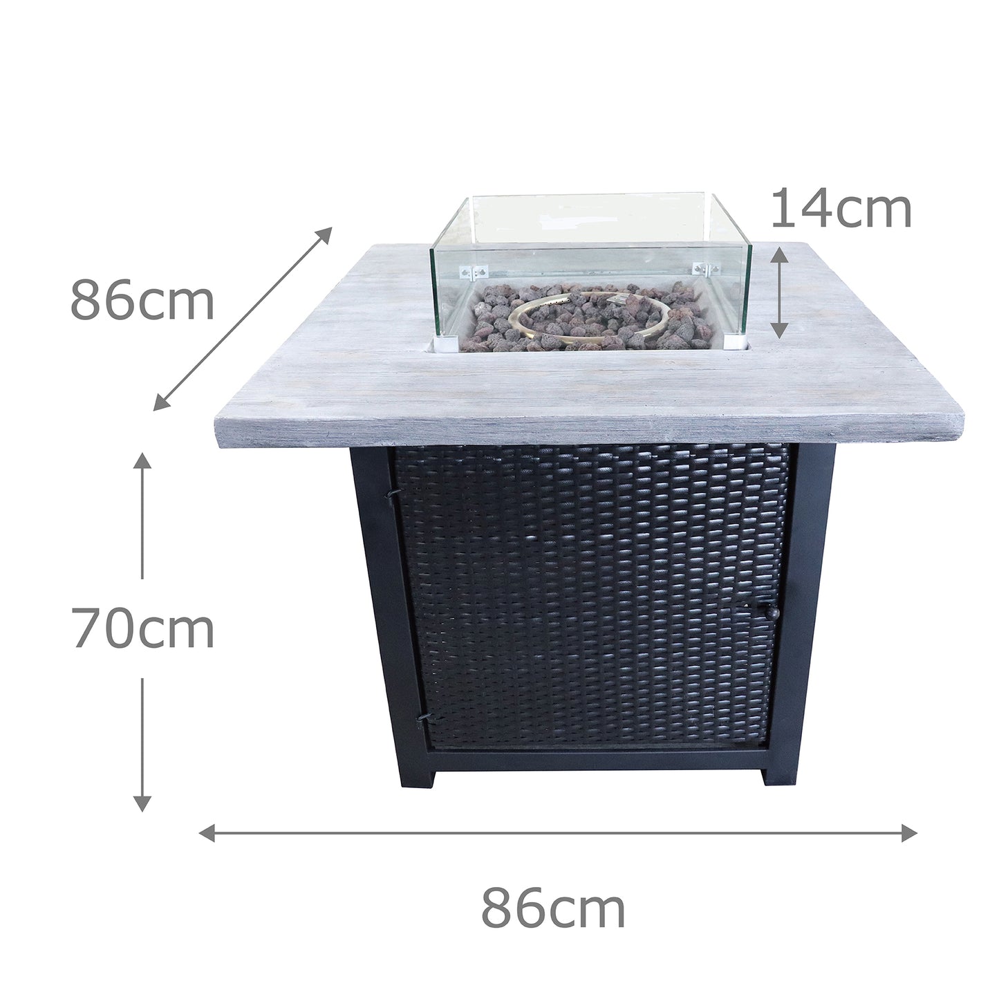 Teamson Home Outdoor Rattan Gas Fire Pit Table